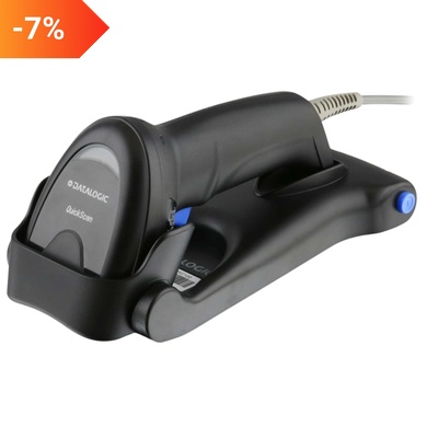 Datalogic Баркод четец Datalogic QuickScan QD2200, 1D, черен, стойка, USB комплект (QD2220-BKK1S)