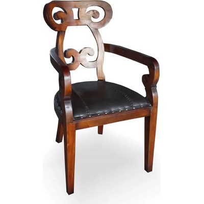 EX Home Стол EX Home модел Magnolia АК с подлакътници, Махагон масив, Естествена кожа