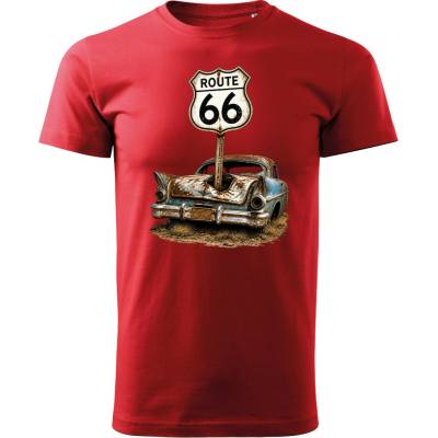 Maverprint tričko Route 66 Zabudnutý americký veterán červená