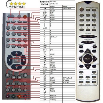 Dálkový ovladač General Hitachi DV-P345