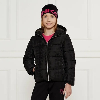 GUESS Зимно яке за момиче в черно с цип, покрито с лога Guess