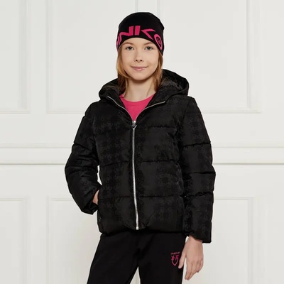 GUESS Зимно яке за момиче в черно с цип, покрито с лога Guess