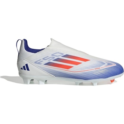 adidas Детски футболни бутонки Adidas F50 League Laceless Childrens Firm Ground Football Boots - White/Red/Blue