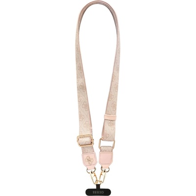 Snúrka na krk Guess PU Crossbody popruh s 4G kovovým logom ružový