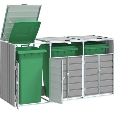vidaXL Box na 3 popelnice 216 x 81 x 115 cm ocel šedý – Zboží Dáma