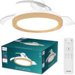 Philips Bliss retractable blade ceiling fan with LED lighting, 3 blades, 106cm wingspan, 3 lighting levels, adjustable white light from 2700K to 5500K, remote control - 929004764301 (12829400)