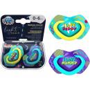 Canpol Babies 2 ks symetrických silikon cumlíkov Neon Love Baby modrá