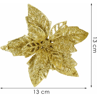Springos Vianočná ozdoba na stromček zlatý kvet 12 cm S-CA1291