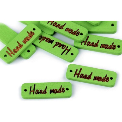 Prima-obchod Dřevěná cedulka / ozdoba Handmade 10x30 mm, barva 7 zelená sv.