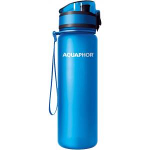 Aquaphor Филтрираща бутилка за вода Aquaphor City 160010, 500 мл, Тритан, Активен въглен, Aqualen, Заключващ се капак, Син (160010)