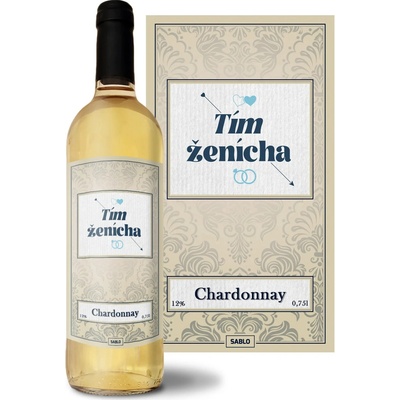 Sablio Tím ženícha šíp Chardonnay biele suché víno 12 % 0,75 l (čistá fľaša)