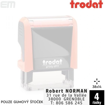 Trodat Razítko 4911,38x14mm - pouze gumový štoček – Zboží Mobilmania