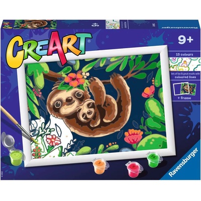 Ravensburger Комплект за рисуване по номера Ravensburger CreArt - Сладки ленивци (23632)
