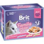 Brit Premium Cat Pouch Family Plate Jelly - паучове в желе за котки с различни вкусове 12 броя х 85 гр