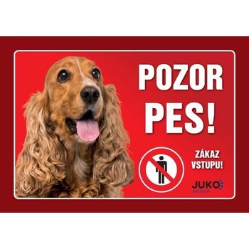 Juko Plastová tabuľa Pozor Pes Kokršpaniel 21 x 14,7 cm