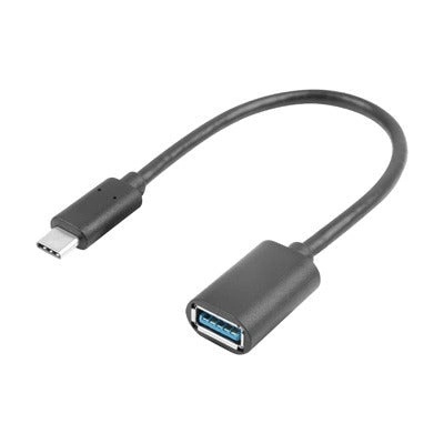 Lanberg Адаптер, Lanberg Adater Cable USB-C(M) 3.1->USB-A(F) OTG 15CM Black (AD-UC-UA-04)