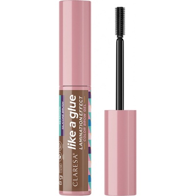 Claresa Like a Glue fixačný gél na obočie 02 Brown 8 g