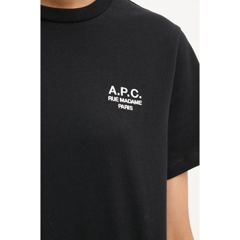 APC Памучна тениска A. P. C. standard rue madame GOTS в черно с апликация COHBU. M26388 (COHBU.M26388)