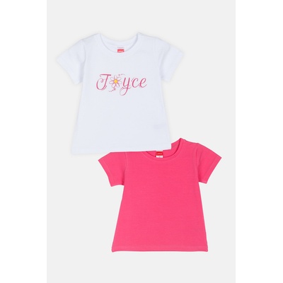 JOYCE Dívčí triko s krátkým rukávem 2 set "FLOWER FONT" Bílá