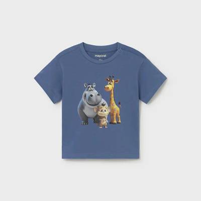 MAYORAL Тениска къс ръкав животинки в Син цвят за бебе момче Mayoral