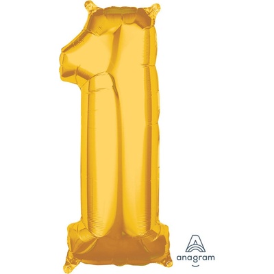 Amscan balónek fóliový narozeniny číslo 1 zlatý 66 cm