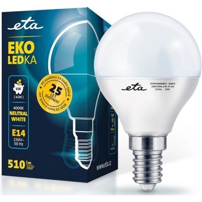 Eta EKO LEDka mini globe 6W, E14, neutrální bílá