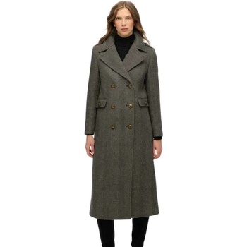 SUPERDRY Палто Superdry Double Breasted Wool coat - Grey (Ivory / Black Herringbone)