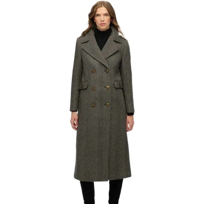 SUPERDRY Палто Superdry Double Breasted Wool coat - Grey (Ivory / Black Herringbone)