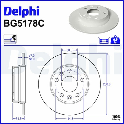 DELPHI Brzdový kotúč BG5178C