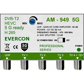 HEVC anténny zosilňovač pre 4 TV Evercon AM-949 5G