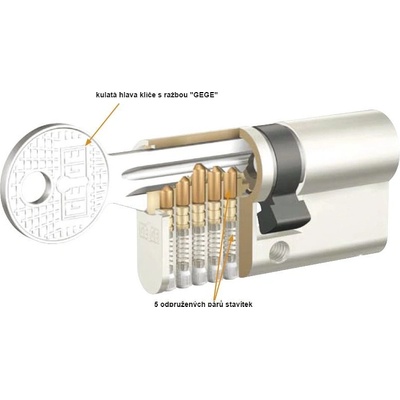 DORMAKABA E-AP 2000, oboustranná, 50/50 mm mosaz poniklovaná