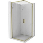Mexen Exo-S Duo Квадратна плъзгаща се душ кабина 85 x 85 см, прозрачна, златиста (8111-085-085-50-00)