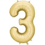 Party Deco Фолиев Балон Цифра в Сатенено Злато - 3 (fb1s-3-019)