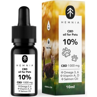 Hemnia CBD v lososovém oleji pro zvířata 10 % CBD 1000 mg 10 ml