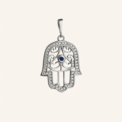 SilveAmo Strieborný prívesok amulet Hamsa P2FC137A