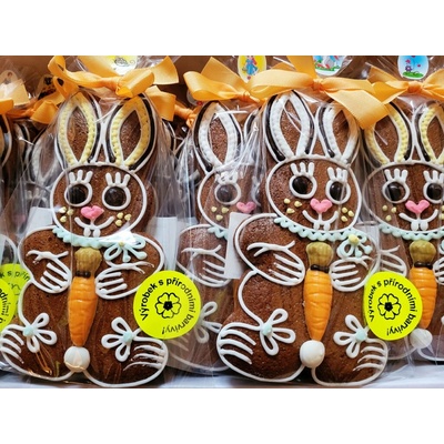 Meduňka pekařství perníkářství Zdobený perník Velikonoční Zajíc s mrkví PB 50 g – Zboží Dáma