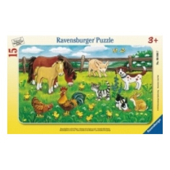 Ravensburger Verlag Ravensburger Kinderpuzzle - 06046 Bauernhoftiere auf der Wiese - Rahmenpuzzle für Kinder ab 3 Jahren, mit 15 Teilen