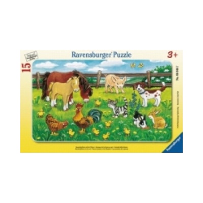 Ravensburger Verlag Ravensburger Kinderpuzzle - 06046 Bauernhoftiere auf der Wiese - Rahmenpuzzle für Kinder ab 3 Jahren, mit 15 Teilen