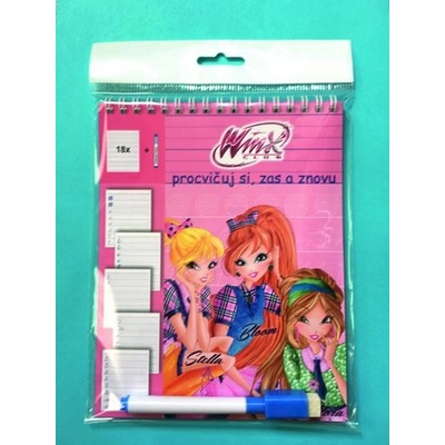 Winx Club Stíratelné listy A5 s popisovačem – Procvičuj si, zas a znovu