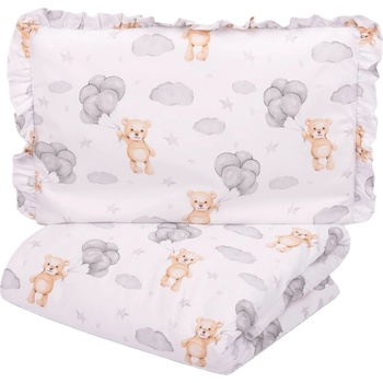 Sensillo Бебешки спален комплект от 2 части Sensillo - Сиво мече, 100 х 135 cm (SILLO-437947)