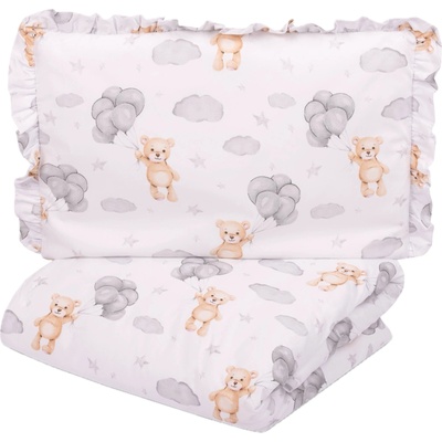 Sensillo Бебешки спален комплект от 2 части Sensillo - Сиво мече, 100 х 135 cm (SILLO-437947)