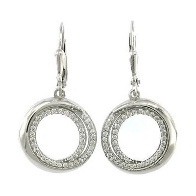 INFINITYSILVER Stříbrné visací náušnice ELENA 1 kroužky se zirkony OE414