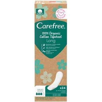 Carefree Organic Cotton Long дамски превръзки с горен слой от органичен памук 24 бр за жени