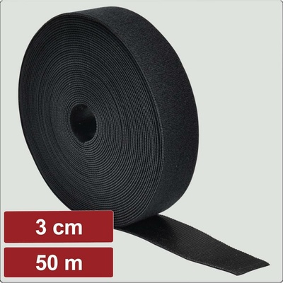 Electronic Garage EG25CA118 pásek se suchým zipem, ke spojování, háčková a flaušová část, (d x š) 50 m x 3 cm, černá, 50