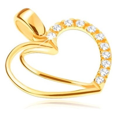 Šperky Eshop Zlatý přívěsek srdce se zdvojeným obrysem a zirkony S2GG02.03