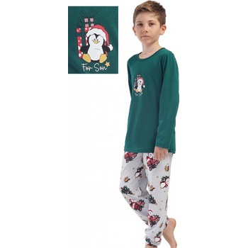 Pyžamo s tučňákem stromečkem 1F0957 zelené