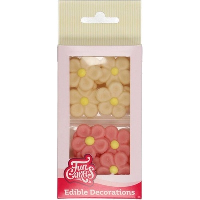 FunCakes marcipánové zdobení květy bílé a růžové 12 ks