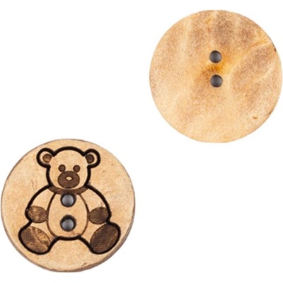 Dřevěný knoflík Drops kulatý Ø 15 mm kokos, medvídek – Zboží Dáma