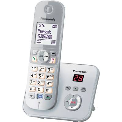 Panasonic KX-TG6821GS DECT cordless telephone with answering machine (low radiation, eco mode, gap telephone, landline, call barring) pearl silver