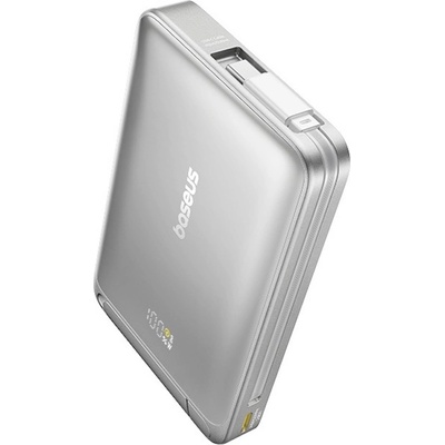 Baseus Външна батерия с вграден USB-C кабел, USB-C порт и Qi2 безжично зареждане - Baseus Nomos Qi2 Power Bank 10000 mAh 45W (сив) (P10078800843-00)